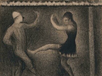 Georges Seurat (French, Paris 1859-1891 Paris), Pierrot and Colombine, Ca. 1886–88, Conté crayon on paper, 9 3/4 x 12 3/8 in. (24.8 x 31.2 cm). Kasama Nichido Museum of Art 