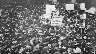 Manifestación de trabajadores en Nueva York a principios de siglo XX