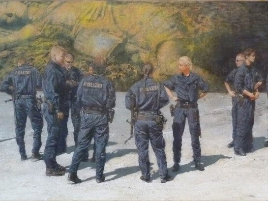 Matthew Carver, P, 2015, acrylic on canvas, 70 x 150 cm 