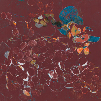 Nicholas Byrne, You turn and turn. Levitating figure, 2015, oil on gessoed panel with artists frame, 50 x 40 x 2 cm, 19 3/4 x 15 3/4 x 3/4 ins, courtesy of Vilma Gold, London