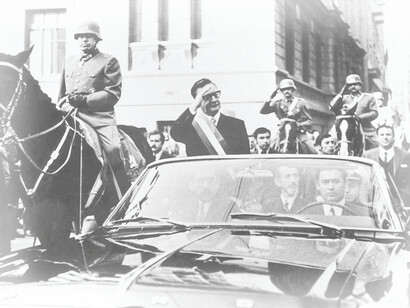 Salvador Allende becomes President of Chile, in his motorcade with General Pinchot on the horse, 1970 Chile