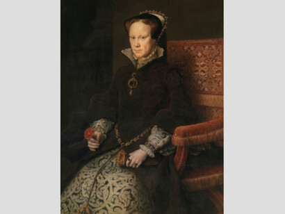 María Tudor, reina de Inglaterra, segunda mujer de Felipe II, 1554. Óleo sobre tabla, 109 x 84 cm. Courtesy of Museo del Prado