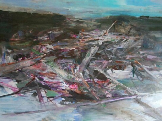 Edwige Fouvry, Lac et branches, 2013 I Oil on canvas I 59 x 79 inches