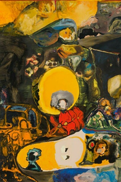 Jorge Queiroz, detail of Multiple, 2014, Oil and acrylic and canvas, 180 x 160 cm, 70 3/4 x 63 in