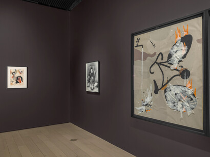 Encyclopedia, the late collages of Dorothea Tanning, exhibition view. Courtesy of Kasmin Gallery