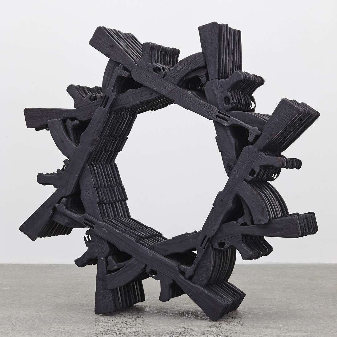 Michele Mathison, Revolution, 2014, Charred wood, 125 x 125 x 39 cm, Copyright the artist, Courtesy Tyburn Gallery