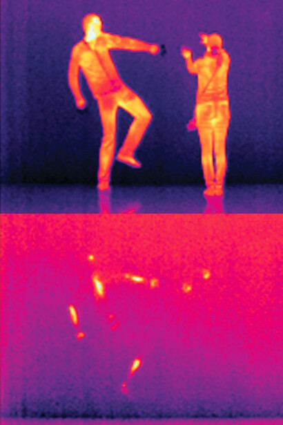 Stefano Cagol , The Body of Energy ( of the mind ) , 2014-2015 . transnational project , participatory actions , van, infrared camera , HD video . In the pictures the actions at the Museum Folkwang in Essen (31 January 2015) , at the University of Salerno ( 11 March 2015 ) and at the MAXXI in Rome ( 13 March 2015 ) . VISIT Prize Foundation RWE , Essen , Germany . Courtesy RWE Foundation , the artist
