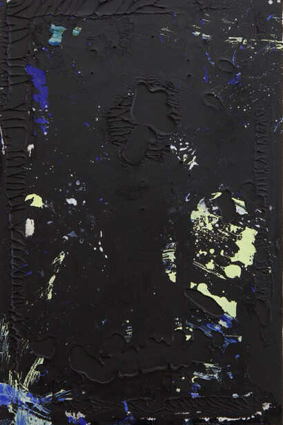 Tiziano Martini, Untitled, 2015, pittura acrilica, primer ed emulsione acrilica, sedimenti pittorici, sporcizia, imprimitura acrilica, 60 x 40 cm @ A+B galleria - Brescia