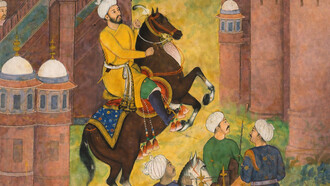 Babur depicted in a miniature illustration from the Bāburnāma, his autobiographical chronicle