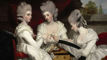 The Ladies Waldegrave is a group portrait painted by Joshua Reynolds between 1780 and 1781, now housed in the Scottish National Gallery, which acquired the painting in 1952. The work depicts the three daughters of James Waldegrave, 2nd Earl Waldegrave, and Maria Walpole. From left to right, they are Charlotte, holding a skein of silk; Elizabeth, winding Charlotte’s silk onto a card; and Anna, producing tambour lace