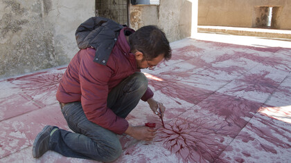 Imran Qureshi at work in S.Gimignano 