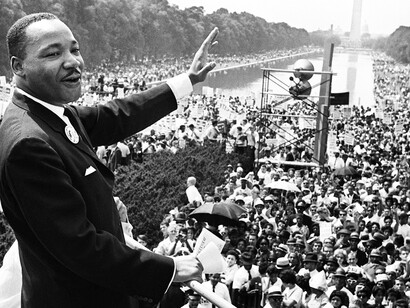 Martin Luther King during a political meeting