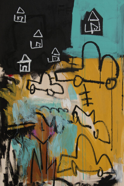 Jenny Perez, Home Sick (2016); acrylic, pastel on wood panel; 61x100cm (23,79x39,0 in). Courtesy of Espinasse 31