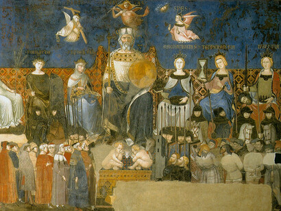 Ambrogio Lorenzetti, Alegoría del buen gobierno (detalle), 1388-1340