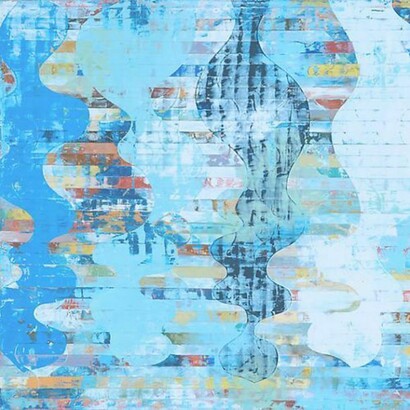 Perry Burns, Blue Wave Radio, 2014, oil on paper, 16 x 16 inches