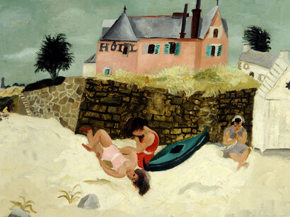 Christopher Wood - La  Plage, Hotel Ty-Mad, Tréboul, France, 1930, oil on board, 43.4 x 52.5 cm, Museums Sheffield