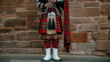 A person wearing a Kilt, Scotland, United Kingdom