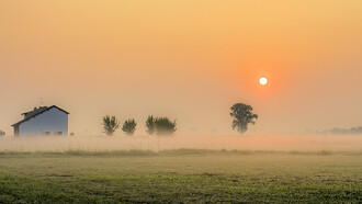 Pianura Padana con afa e cattiva qualità dell'aria, Padova, Italia