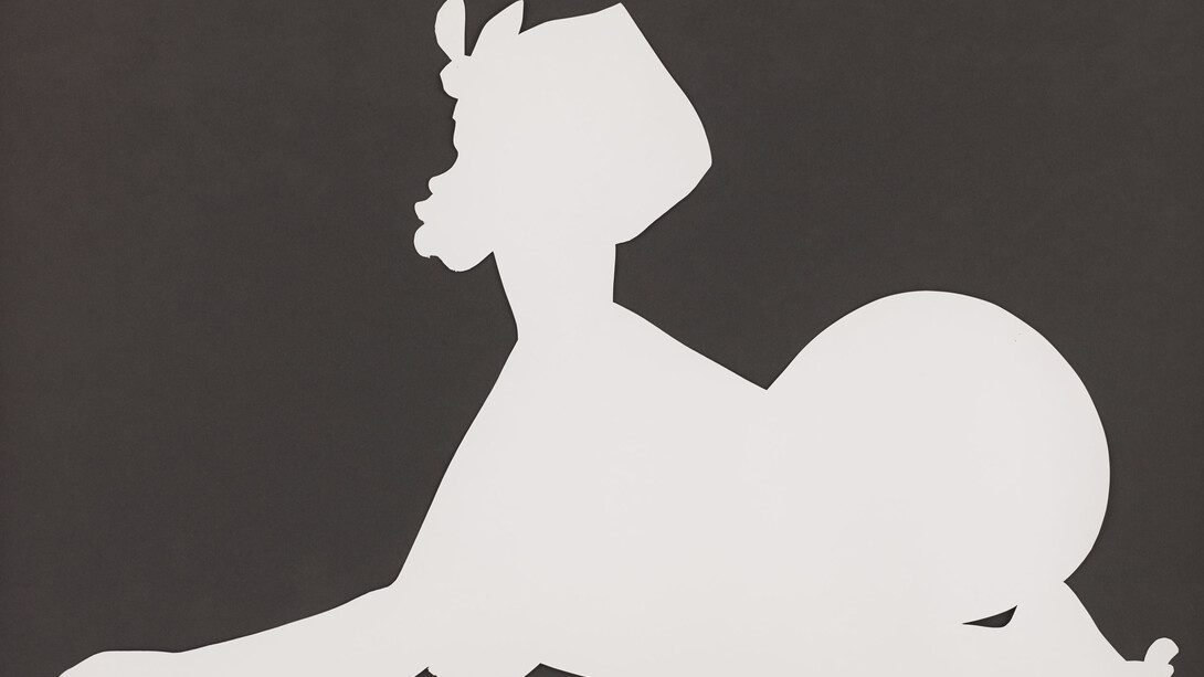 Kara Walker, Sphinx Study, 2014, Cut paper on archival museum board, 38 x 56.5 inches (96.5 x 143.5 cm). © Kara Walker; courtesy of Sikkema Jenkins & Co., New York
