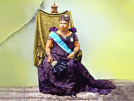 Color-restored image carried from Mauna ʻAla to ʻIolani Palace during the 122nd and 125th anniversaries of the overthrow of the Kingdom of Hawaiʻi