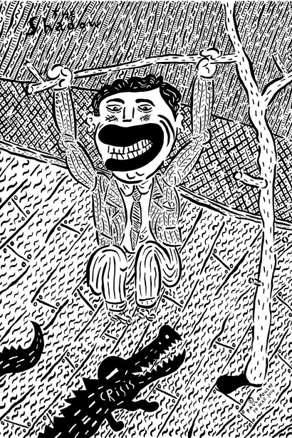 Tassos Pavlopoulos, The shadow, 2014, acrylic on paper, 100 x 70 cm, Courtesy the artist and Kalfayan Galleries, Athens - Thessaloniki