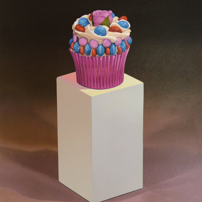 Peter Goodfellow, Cup Cake Tracey, oil on linen, 18 x 16 in (46 x 41 cm)                 