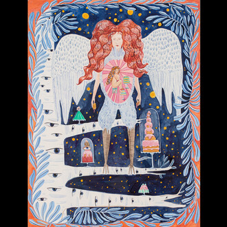 Dana Sherwood, Inside the Belly of the Bird Woman, 14x18 inches, watercolor. Courtesy the artist and Marrow Gallery