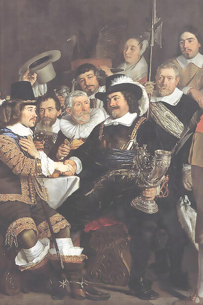 The celebration of the peace of Münster, 18 June 1648, in the headquarters of the crossbowmen's civic guard (St George guard), by  Bartholomeus van der Helst