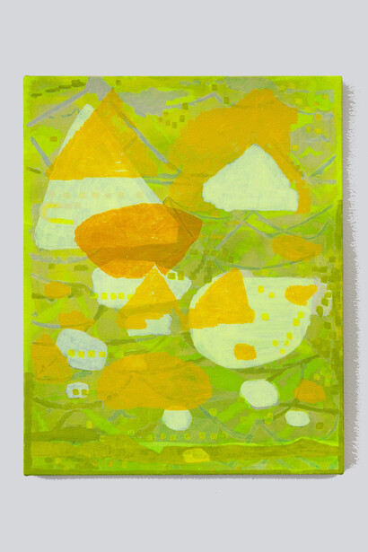 EJ Hauser,
Crystal Coma, 2023-2024,
acrylic on canvas,
20 x 16 inches. Courtesy of the artist and Derek Eller Gallery