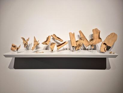 Priscilla González, Este lado de arriba, vista de exhibición. Cortesía de Galería La Balsa 