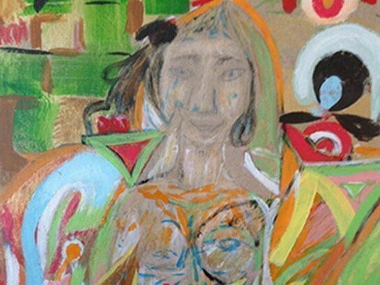Valerii Klymchuk, Detail of Owl ( March 8 ), acrylic on cardboard, 10 x 8 inches