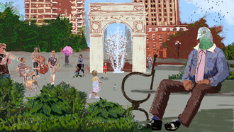 Springtime encounters at New York’s crossroads of culture and protest © Illustration by Paola Bilancieri