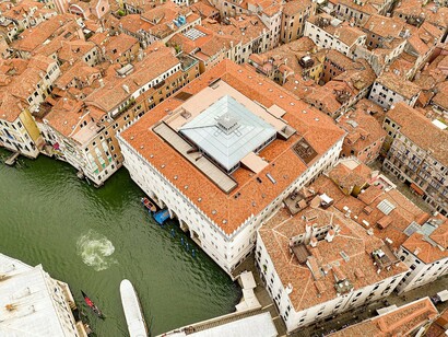 Fondaco dei Tedeschi, ormai un centro commerciale, vista aerea, Venezia, Italia
