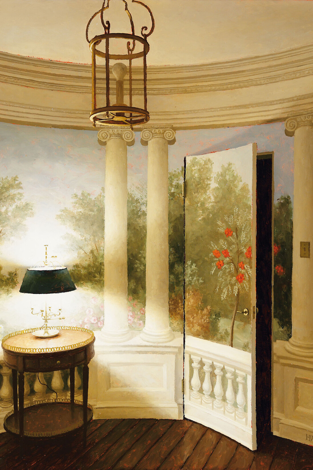 Harry Steen, Round Room, oil on board, 18 x 16 inches