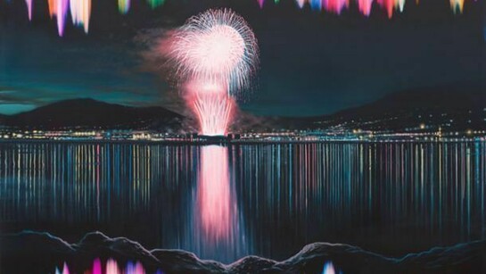 Shane McAdams, Firework, 2013, Ball point pen, oil and resin on canvas over panel, 121.9 x 121.9 cm (48 x 48”), Courtesy Scream/ Copyright the artist