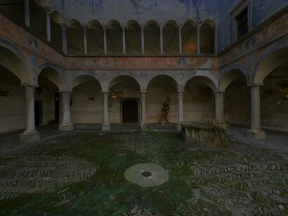 Cortile interno del palazzo, Palazzo Besta, Teglio, Italia