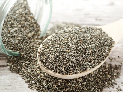 Chia seeds in a jar, symbolizing the power of ancient superfoods, sustainable farming, and traditional dietary practices