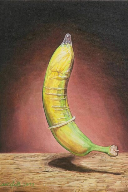 Ulrich Lamsfuss, Anthony Bradshaw, Banana (getty im. #105065566), 2012, oil on canvas. Courtesy the artist and Lombard Freid Gallery, New York