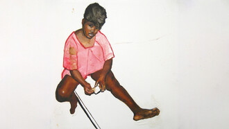 Kirsten Valentine, Pink Nightgown, oil on panel, 2020, 6" x 6", courtesy Zg Gallery, Chicago

