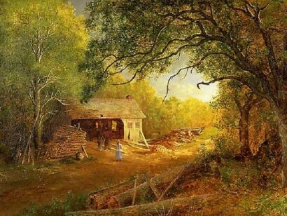 Ralph Albert Blakelock (1847-1919), A sawmill in the woods, c. 1870, Oil on canvas, 23 x 40 inches