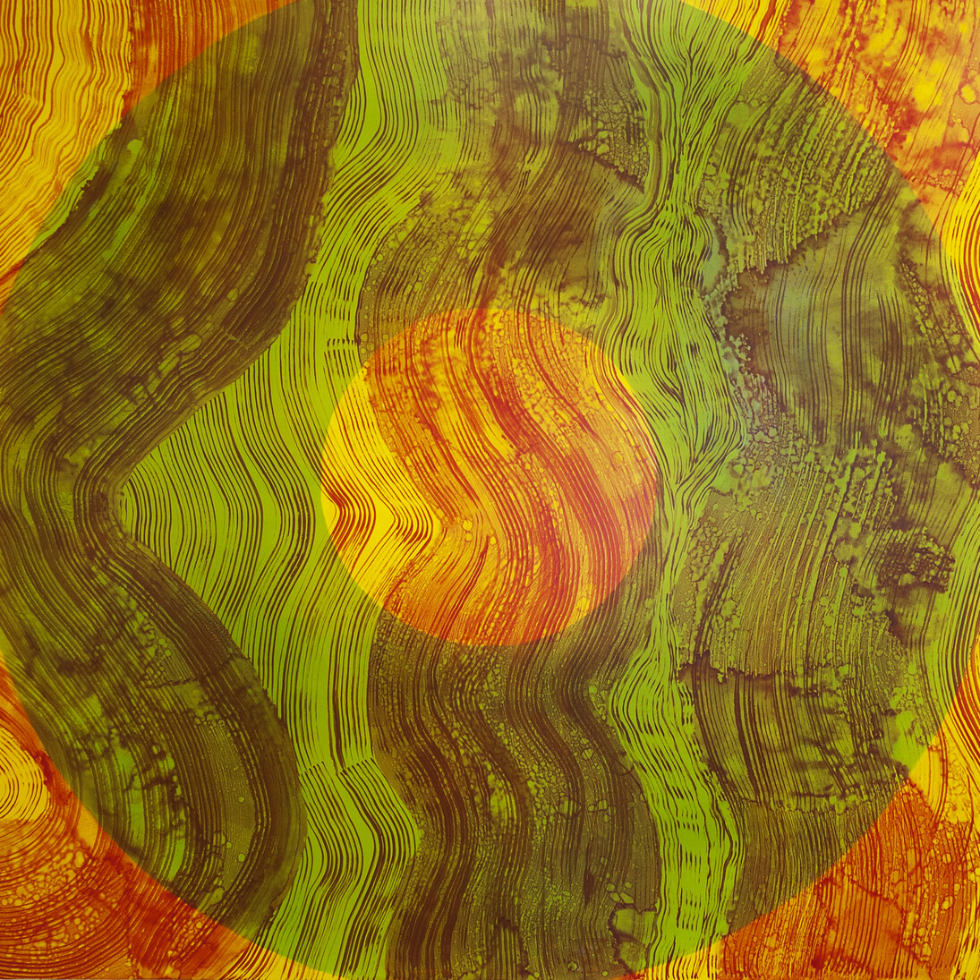 Marylyn Dintenfass, Oculus, Kronos, Oil on paper, 15 x 15 inches