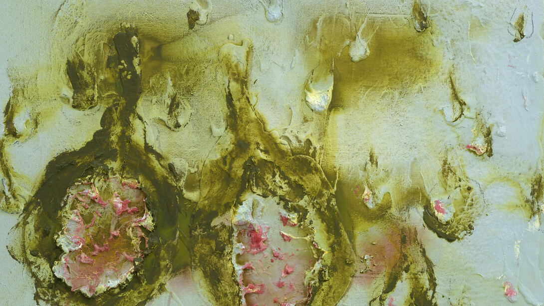 Miquel Barcelo, Des Figues Tardives, 2014, Mixed media on canvas, 113,5 x 162 x 6 cm (446,85 x 63,78 x 2,36 in), Courtesy Galerie Thaddaeus Ropac, Paris/Salzburg, Photo: Charles Duprat
