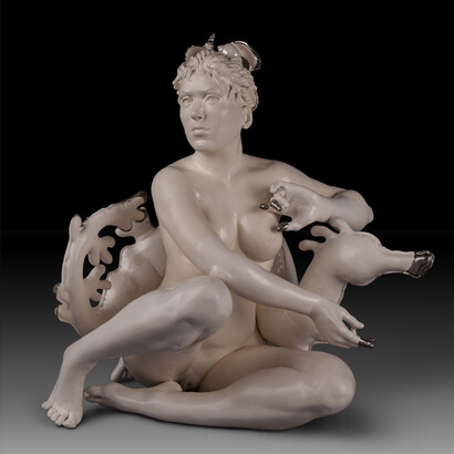 Christyl Boger, Off Shore: How Deep it Lies, 2018, Glazed white earthenware and white gold luster. Courtesy of John Burgoon.