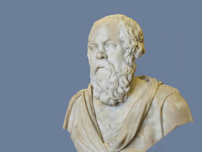 Socrates bust, he was a Greek philosopher from Athens who is credited as the founder of Western philosophy