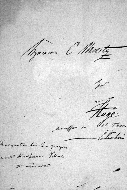 Caratula de un cuaderno de campo de Karl Moritz. Se nota la escritura del naturalista quien en Venezuela firmaría como “Carl". Fotografía: Hannelore Landsberg, Museo de Historia Natural, Berlín
