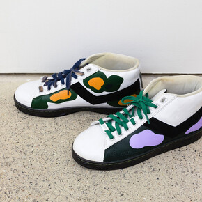 John Olson, 
Untitled, 2013,
Acrylic paint on used athletic shoes,
15.24 x 30.48 x 12.7 cm
(in. 6 x12 x5 )