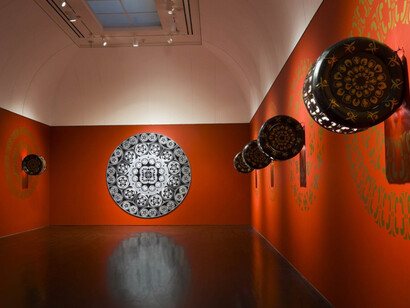 Betsabeé Romero, Al reverso de la pista [On the other side of the track], exhibition view. Courtesy of Blanton Museum