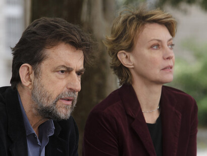 Una scena del film "Mia madre" con Nanni Moretti e Margherita Buy