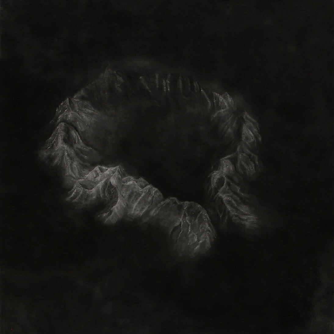 Dror Ben Ami, Untitled (Mountain I), 2015, Charcoal on paper, 208 x 150 cm