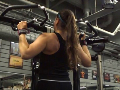 Age 47, training with bodybuilder Nola Trimble, Quads Gym, Chicago, Illinois